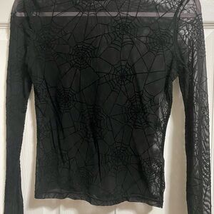 Black Sheer Spider Web Top
